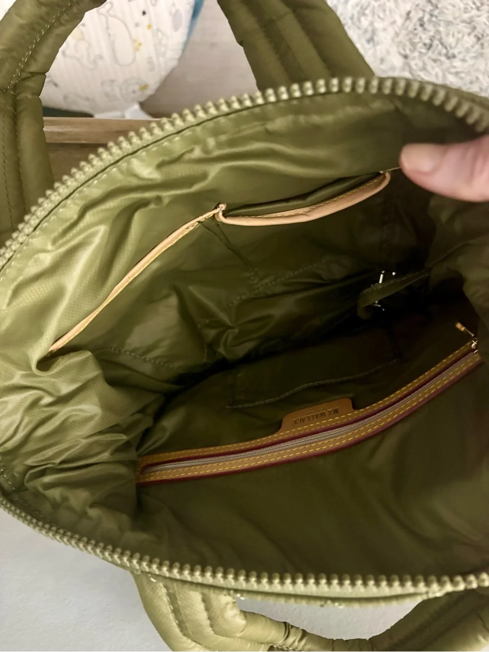 MZ Wallace Small Metro Sutton Deluxe Moss Green Quilted Nylon Crossbody Bag NWOT